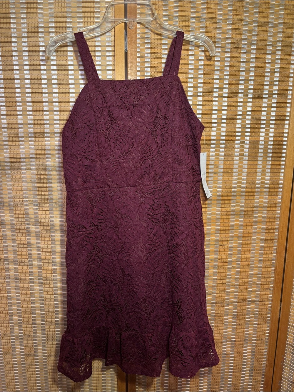 Zac Posen | Girl’s Burgundy Leaf Lace Sleeveless Party Dress - Size 16